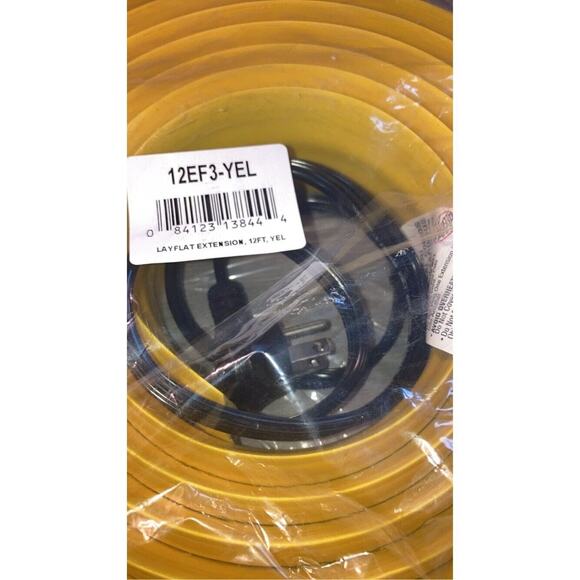 Flexiduct Lay-Flat AC Power Extension 12 Foot Yellow 12EF3 - Picture 3 of 3